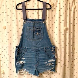 NEW American eagle denim shorts overalls distressed